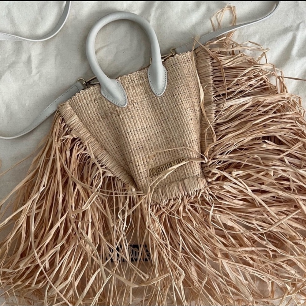 Jacquemus le baci raffia tote petite